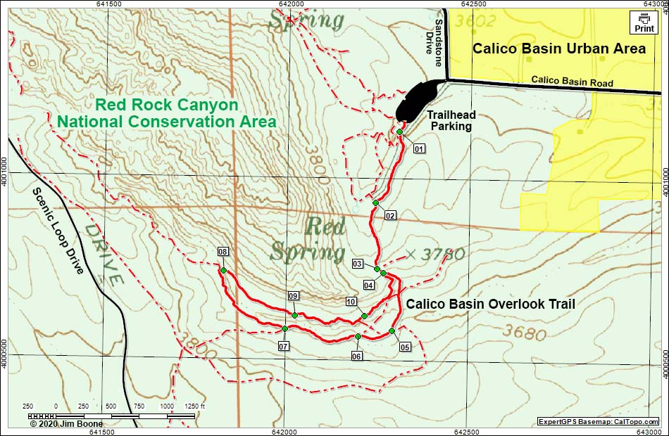 Calico Basin Overlook Trail Map
