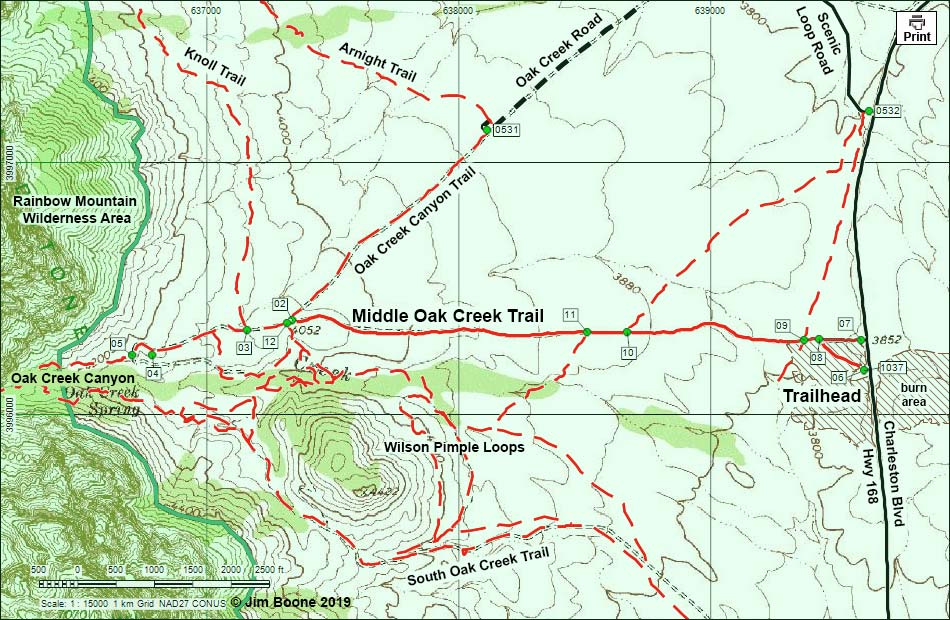 Middle Oak Creek Trail Map