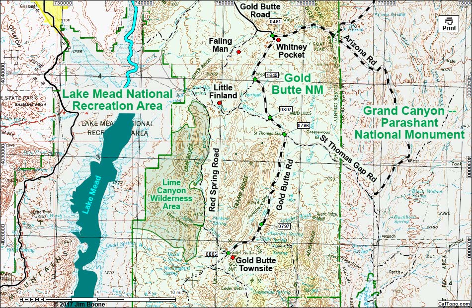 Gold Butte Map - North Section