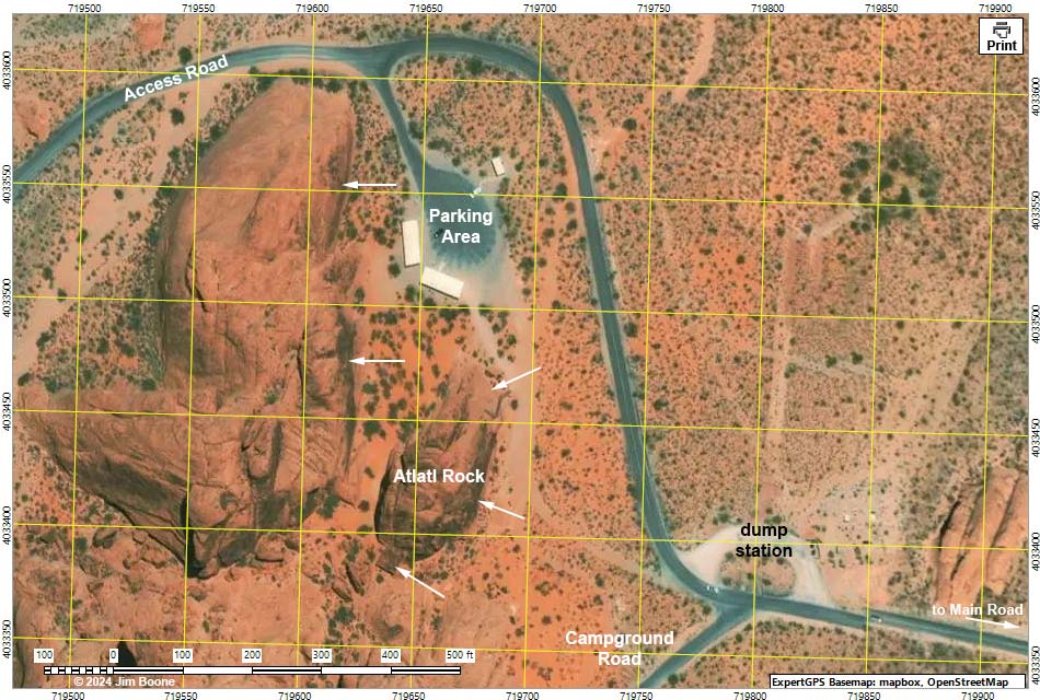 Atlatl Rock site map