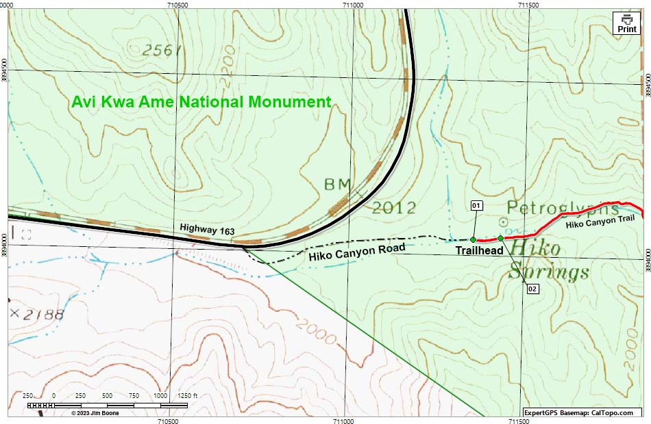 Hiko Canyon Road Map