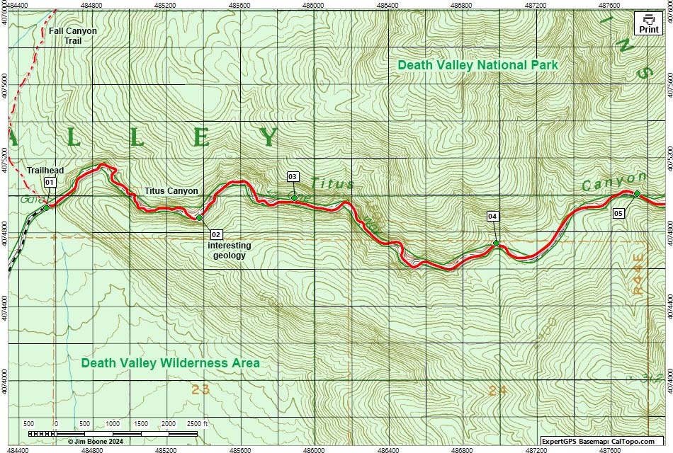 Titus Canyon Map