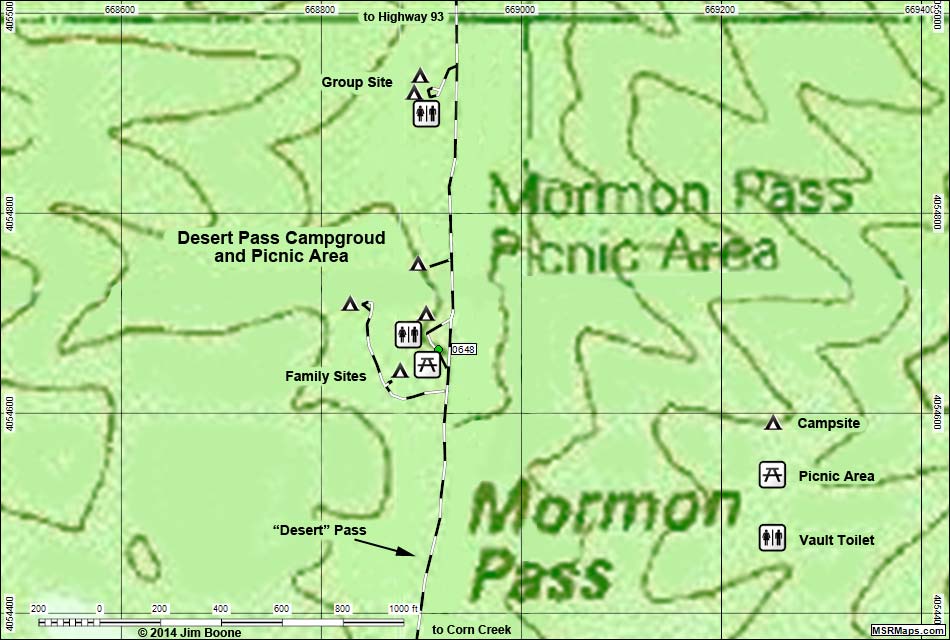 Mormon Pass Campground Map