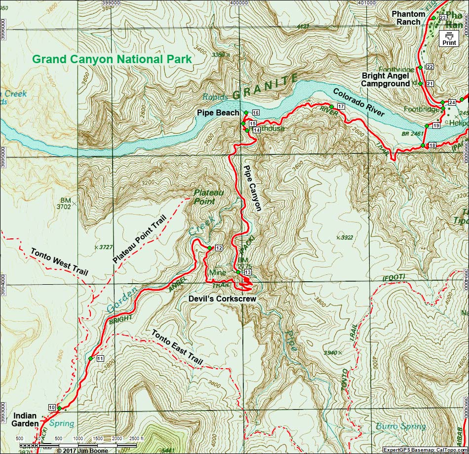 Bright Angel Trail map