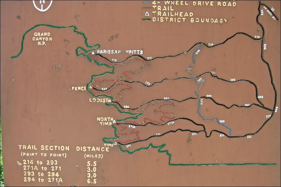 Rainbow Rim Trail Trailhead Sign Map