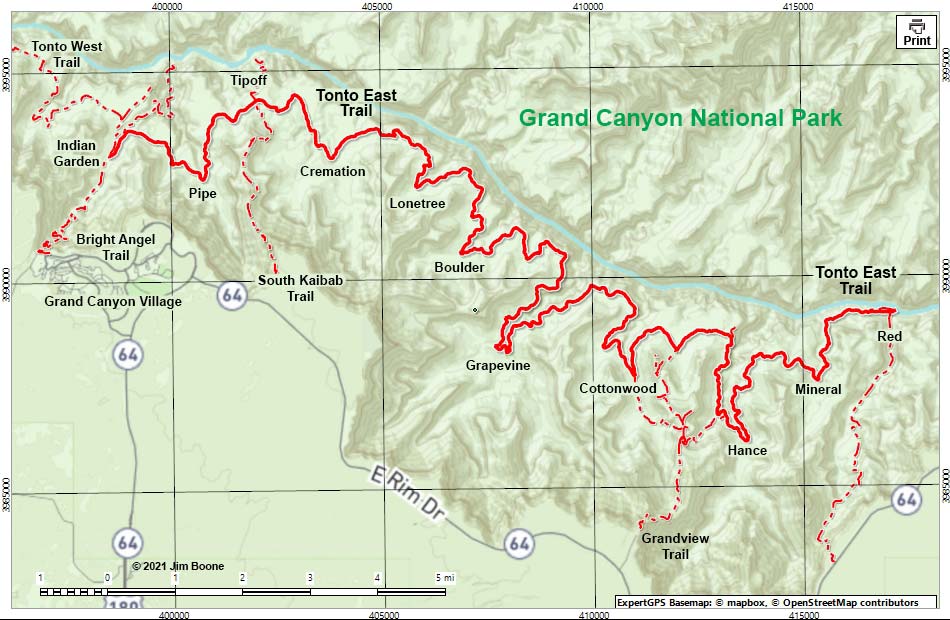 Tonto East Trail Map