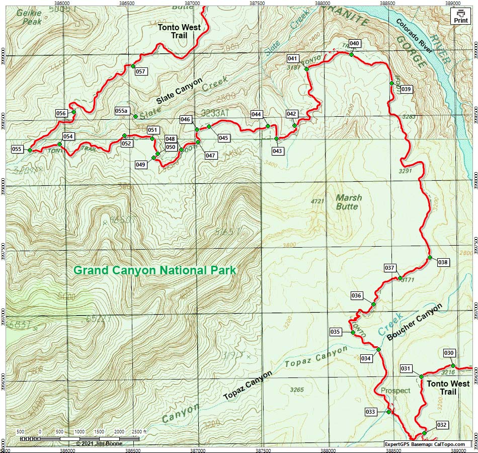 Tonto West Trail Map