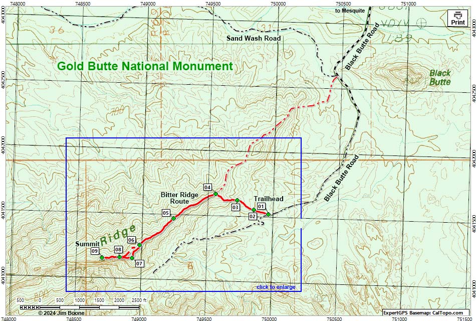 Bitter Ridge Route Map