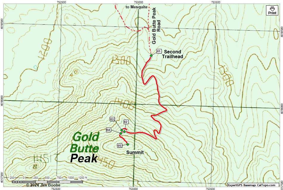 Gold Butte Peak Area Map