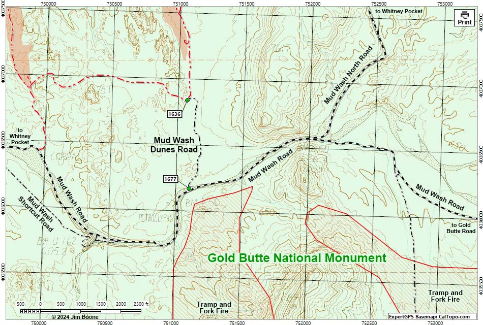 Mud Wash Dunes Road Map