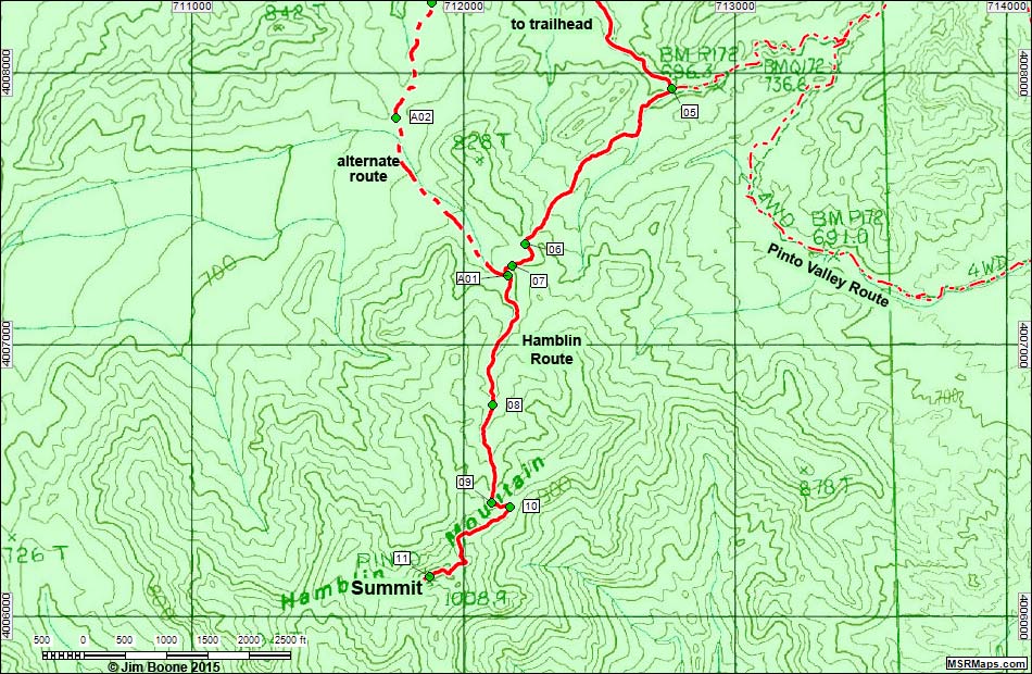 Hamblin Mountain Route Map