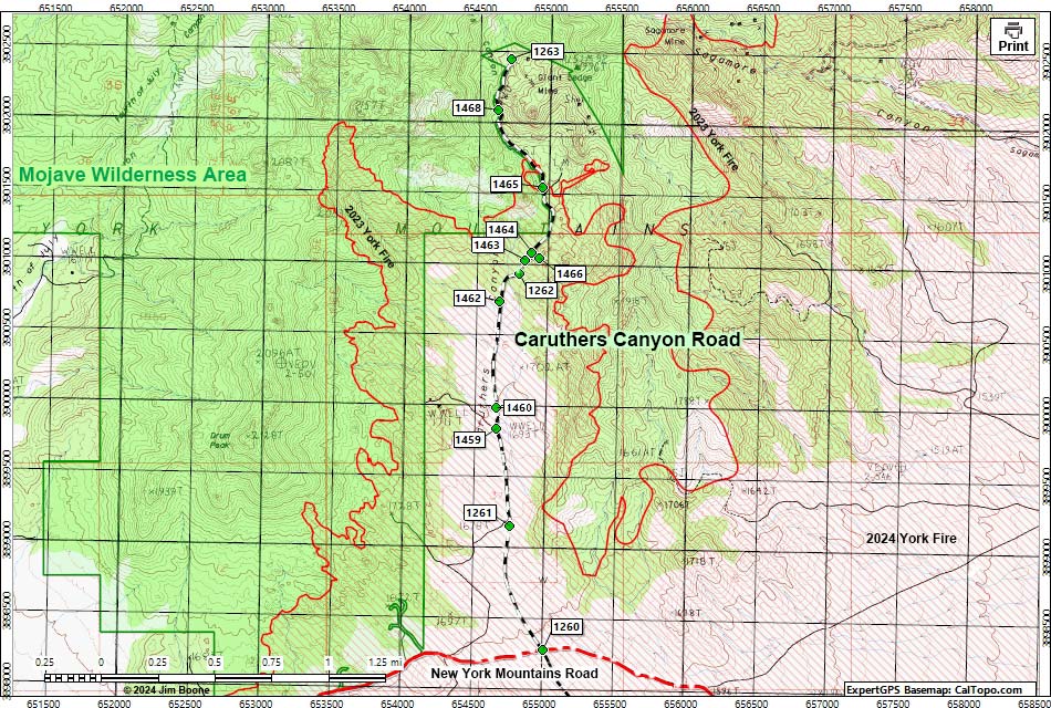 Caruthers Canyon Road Map