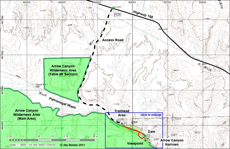 Upper Arrow Canyon Map