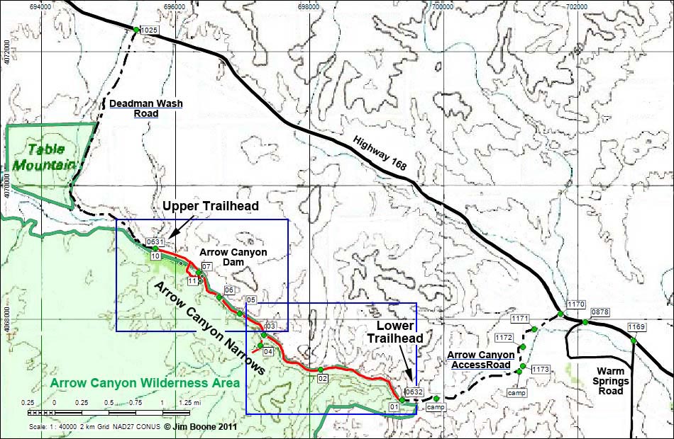 Arrow Canyon Hiking Map