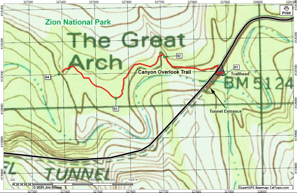 Canyon Overlook Trail Map