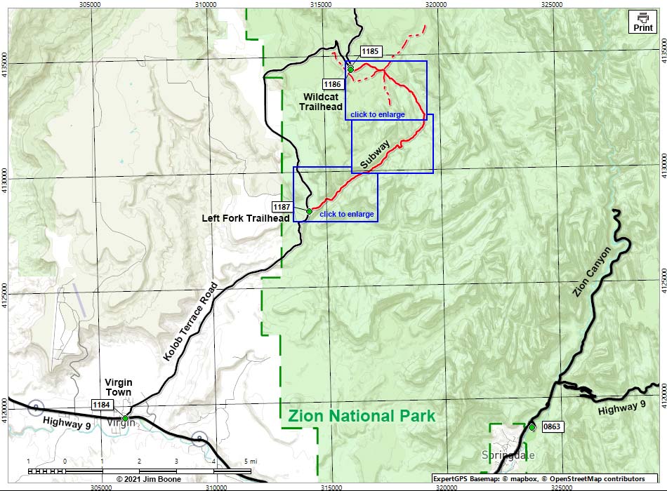 Zion Subway Route Map