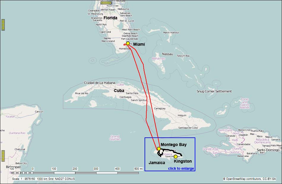 Map of Jamaica Trip